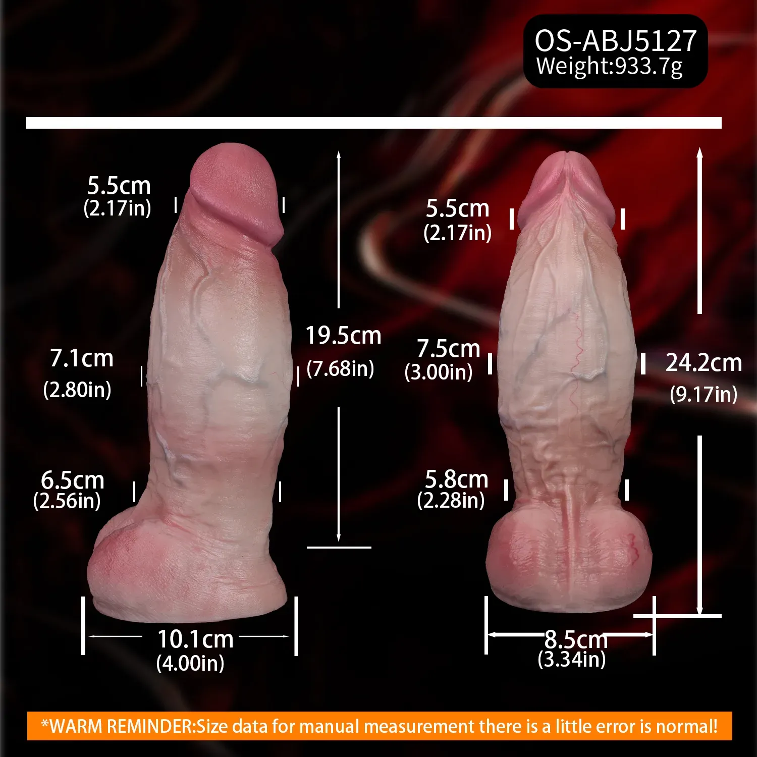 Justin 9.2 Inch Realistic Dildo | 3 Inch Girth Dual Density Sliding Skin Silicone Dildo